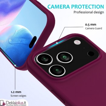 Plonas švelnus silikoninis dėklas - bordo spalvos (Apple Iphone 18 Pro Max/17 Pro Max) Plonas švelnus silikoninis dėklas - bordo spalvos (Apple Iphone 18 Pro Max/17 Pro Max)